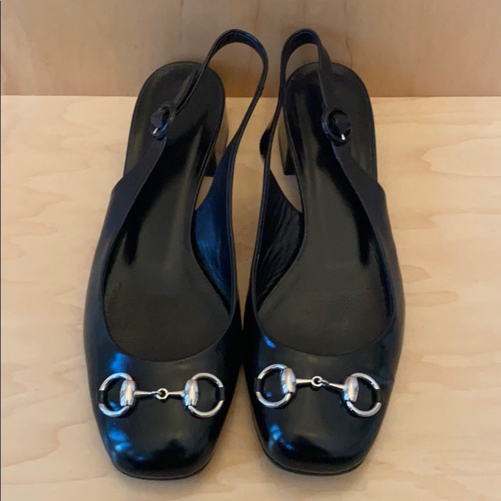 Vintage Gucci square toe sling backs